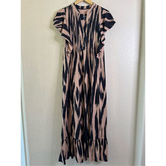 Anthropologie Maeve The Cassandra Maxi Dress Ikat Flutter Sleeve Ruffles Size XS - Picture 2 of 16